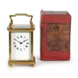 A CASED BRASS CARRIAGE CLOCK