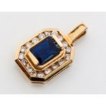 A SAPPHIRE AND DIAMOND PENDANT