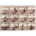 AN ASSORTED COLLECTION OF DUTCH DELFT MANGANESE TILES, 18TH CENTURY