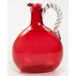 A CRANBERRY GLASS JUG