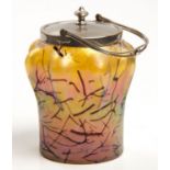 A WILHELM KRALIC IRIDESCENT GLASS BISCUIT BARREL, CIRCA 1900