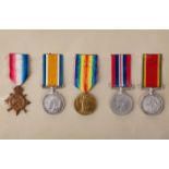 A GROUP OF FIVE WWI AND WWII MEDALS