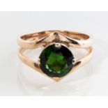 A GREEN TOURMALINE RING