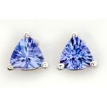 A PAIR OF TANZANITE EAR STUDS