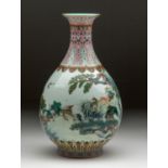 A CHINESE FAMILLE ROSE ‘CRANE AND DEER’ VASE, LATE REPUBLIC PERIOD, 1912 – 1949