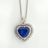 A TANZANITE AND DIAMOND PENDANT