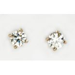 A PAIR OF DIAMOND EAR STUDS