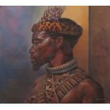 Gary Shuttleworth (South African 20th Century-) ZULU MAN signed oil on canvas 100 by 112cm