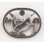 A SILVER 'KNEELING DEER' BROOCH, DESIGNED BY ARNO MALINOWSKI FOR GEORG JENSEN