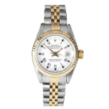 A LADY'S STAINLESS STEEL AND GOLD WRISTWATCH, ROLEX DATEJUST