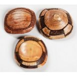 THREE OLD OVAMBO ORNAMENTS/BUTTONS, NAMIBIA