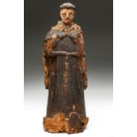 A LARGE PORTUGUESE POLYCHROME FIGURE OF SAINT ANTHONY OF PADUA, 18TH CENTURY