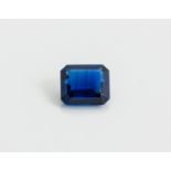 A PAIR OF UNMOUNTED EMERALD-CUT SAPPHIRES