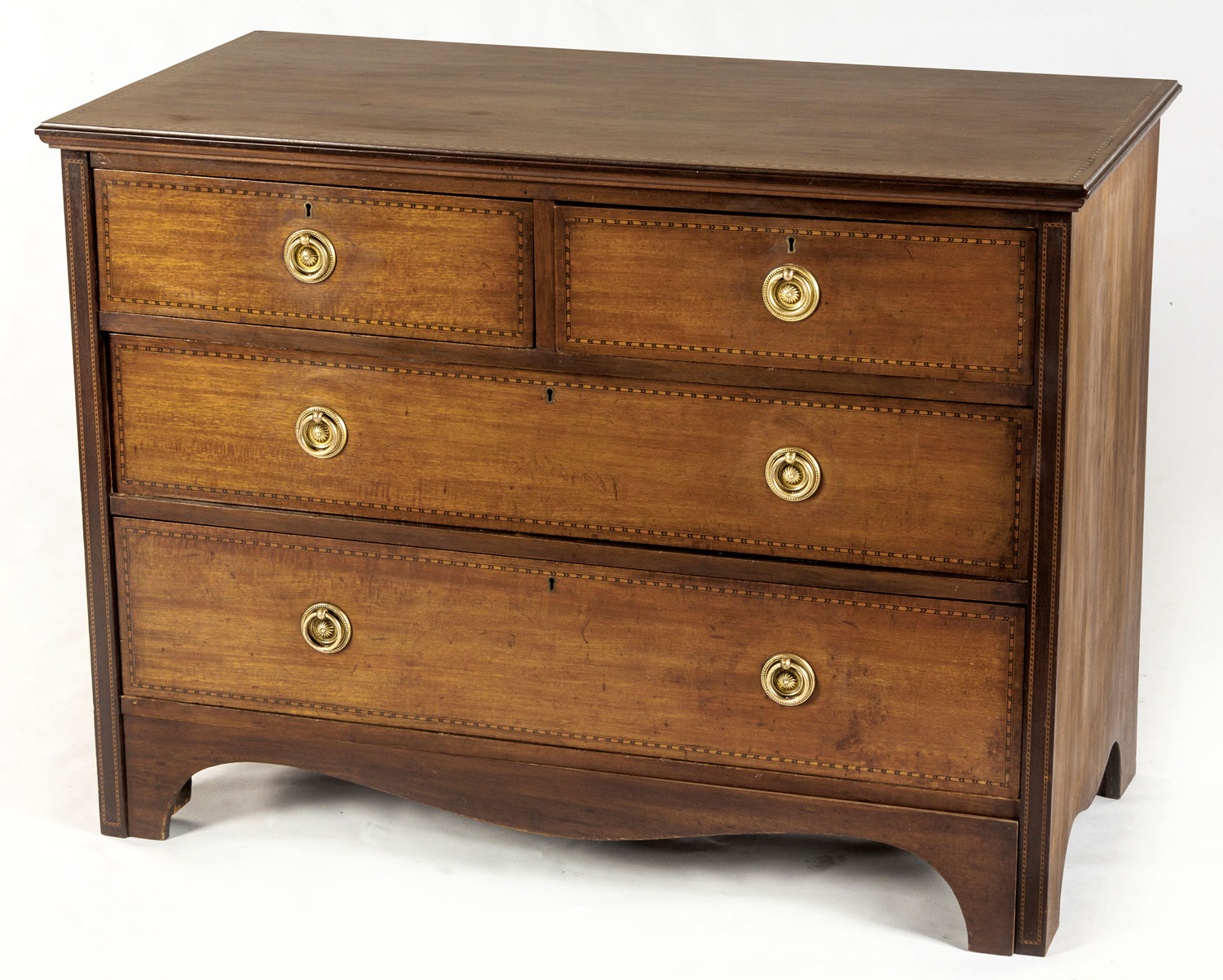 A MAHOGANY AND INLAID CHEST-OF-DRAWERS, LATE 19TH/EARLY 20TH CENTURY