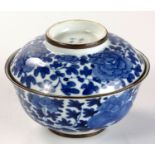 A CHINESE BLUE AND WHITE ‘PEONY’ BOWL AND COVER, QING DYNASTY, 19TH CENTURY