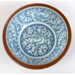 A CHINESE BLUE AND WHITE ‘SWEET-PEA’ BOWL, QING DYNASTY, 19TH CENTURY