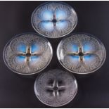 RENE LALIQUE: THREE OPALESCENT ‘COQUILLES’ PLATES, CIRCA 1924