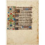 ILLUMINATED MANUSCRIPT LEAF ON VELLUM FROM A BOOK OF HOURS