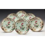 A SET OF SIX CHINESE FAMILLE ROSE EUROPEAN MARKET DISHES, QING DYNASTY, QIANLONG 1736 – 1795