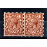 GREAT BRITAIN ** 1912 King George V 1 1/2d red-brown. Horizontal pair. Right-hand stamp has