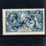 GREAT BRITAIN * 1918-1919 Sea Horses B.W. Printing. 10/- dull grey-blue. Very lightly mounted. Large