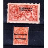BECHUANALAND * 1914 5/-rose-carmine Seahorse plus 1921 1d Postal Fiscal. Large part o.g. SG 84,
