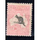 AUSTRALIA * 1932 10/- grey & pink Roo. Large part o.g. SG 136. Cat £ 425