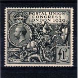 GREAT BRITAIN ** 1929 P.U.C. £1 black. Top marginal. Brown gum printing. Superb unmounted mint. Full