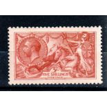 GREAT BRITAIN ** 1913 Sea Horses 5/- rose-carmine. Superb unmounted mint. Full o.g. SG 401. Cat £