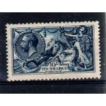 GREAT BRITAIN * 1913 Sea Horses 10/- indigo-blue. Lightly mounted. Large part o.g. SG 402. Cat £