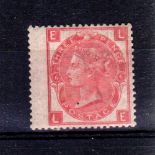 GREAT BRITAIN * 1870 Surface-printed 3d rose. Lettered E-M. Plate 6. Lightly mounted mint. Light