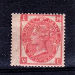 GREAT BRITAIN * 1870 Surface-printed 3d rose. Lettered E-L. Plate 6. Lightly mounted mint. Large