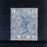 GREAT BRITAIN * 1881 Surface-printed 2 1/2d blue. Plate 23. Lightly mounted mint. Large part o.g. SG