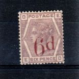 GREAT BRITAIN * 1883 Surface-printed 6d on 6d lilac. Plate 18. Lightly mounted mint. Large part o.g.