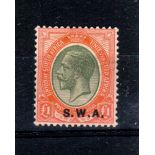 SOUTH WEST AFRICA ** 1927-1930 King George V £1 pale olive-green & red. Very fine unmounted mint.