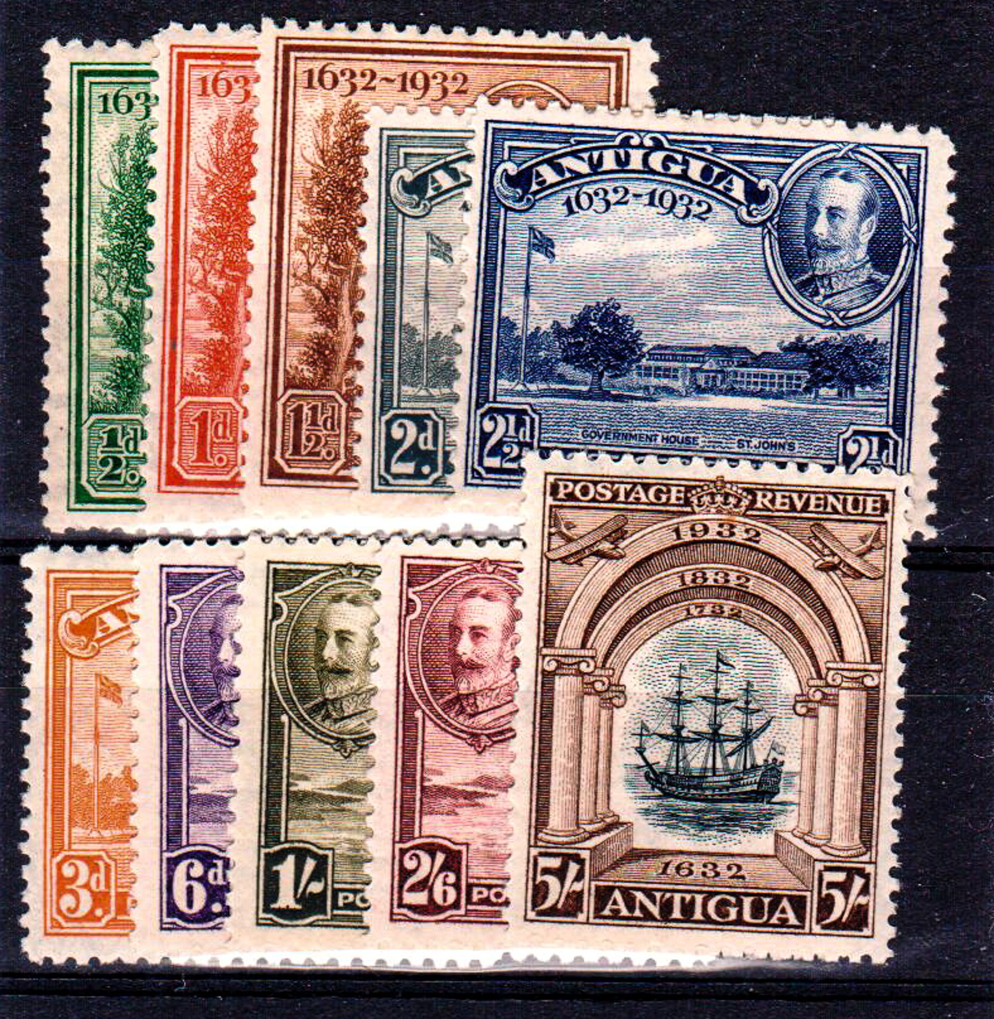 ANTIGUA * 1932 Set of 10. Very fine mint. SG 81-90. Cat £ 225