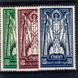 IRELAND * 1937 2/6 to 10/- set of 3 with SG Type 10 watermark. Lightly mounted mint. Large part o.g.