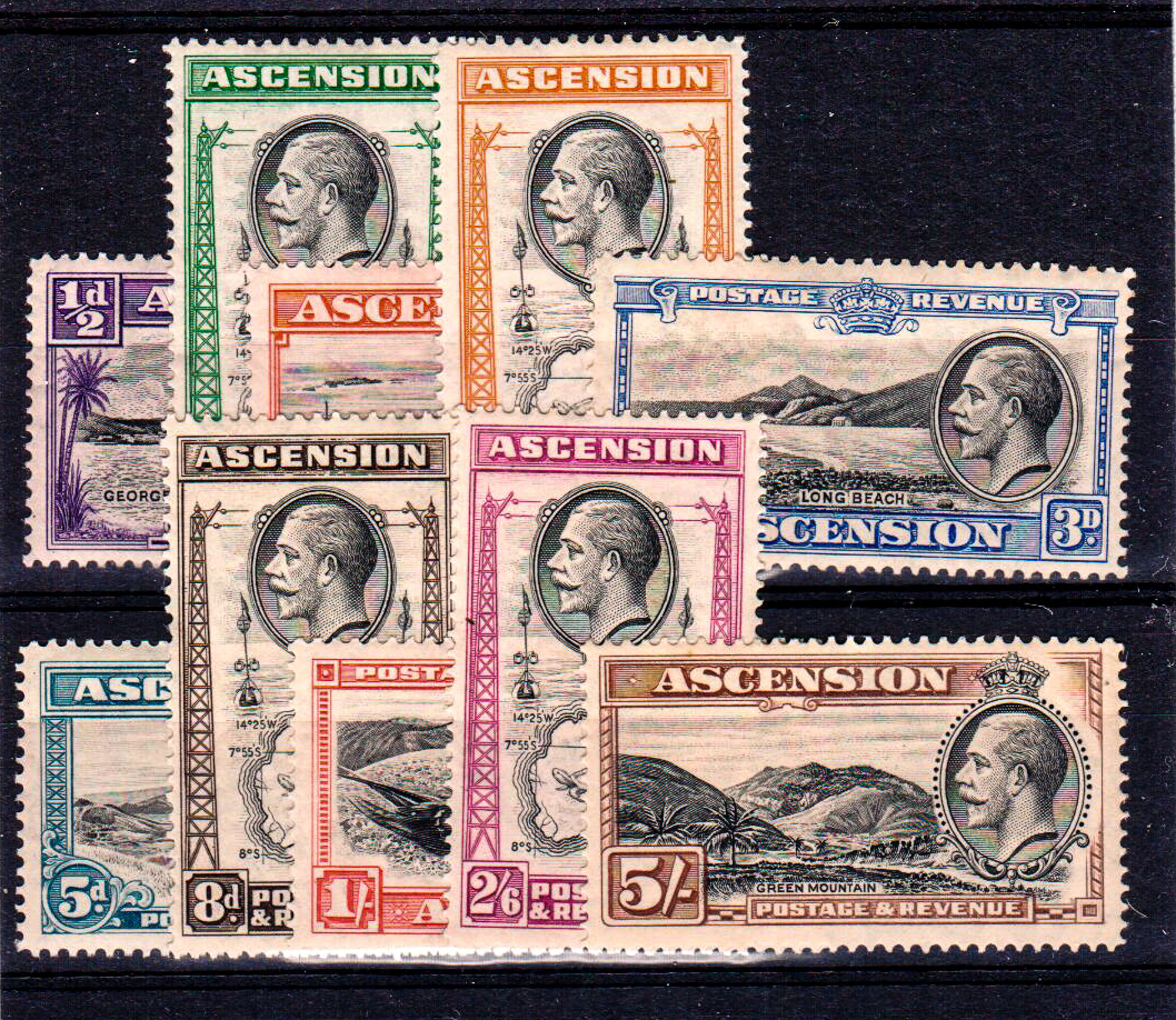 ASCENSION ** 1934 Set of 10. Very fine unmounted mint. SG 21-30. Cat £ 120