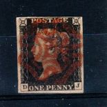 GREAT BRITAIN o 1840 1d black, Plate 3, lettered DJ, fine used with red MC cancellation, large to