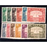 ADEN * 1937 Set of 12. Very fine lightly mounted mint. Large part o.g. SG 1-12. Cat £ 1200. Scarce