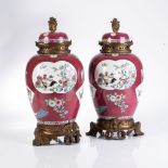 A PAIR OF FRENCH CERAMIC AND GILT-BRONZE MOUNTED VASES AND COVERS, EDME SAMSON, 19TH CENTURY Each