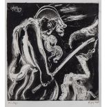 Lippy (Israel-Isaac) Lipshitz (South African 1903-1980) MOSES STRIKES THE ROCK monotype, signed,