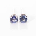 A PAIR OF TANZANITE STUDS