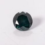 AN UNMOUNTED GREEN DIAMOND oval, enhanced weighing 1,97 carats