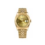 A LADY’S GOLD WRISTWATCH, ROLEX OYSTER PERPETUAL the circular gold dial with baton hour markers,