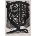 Cecil Edwin Frans Skotnes (South African 1926-2009) ABSTRACT HEAD woodcut, signed, dated 72,