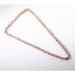 A GOLD CHAIN Designed as a series of double long-links and rope-links, 45cm in length, in 9ct rose