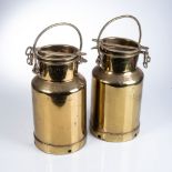 A PAIR OF BRASS MILK CANS Dents, wear commensurate with age40cm high (2)