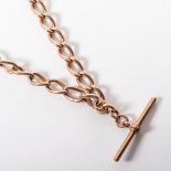 A GOLD CHAIN Curb link with fob bar 45cm, 9ct rose gold each link hallmarked