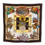 A HERMES VINTAGE SILK SCARF, 1996 “CREOLE JAZZ”, the original New Orleans by Loíc Dubigeon, 90 by